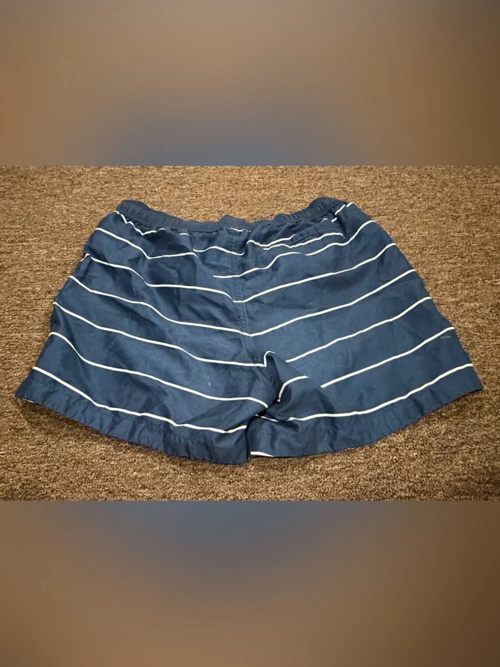 EUC! Men's H&M Sz M Lined Navy Stripe Swim Trunks board shorts bottoms